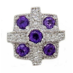 B3615 14K SLIDE WITH AMETHYST AND DIAMONDS 